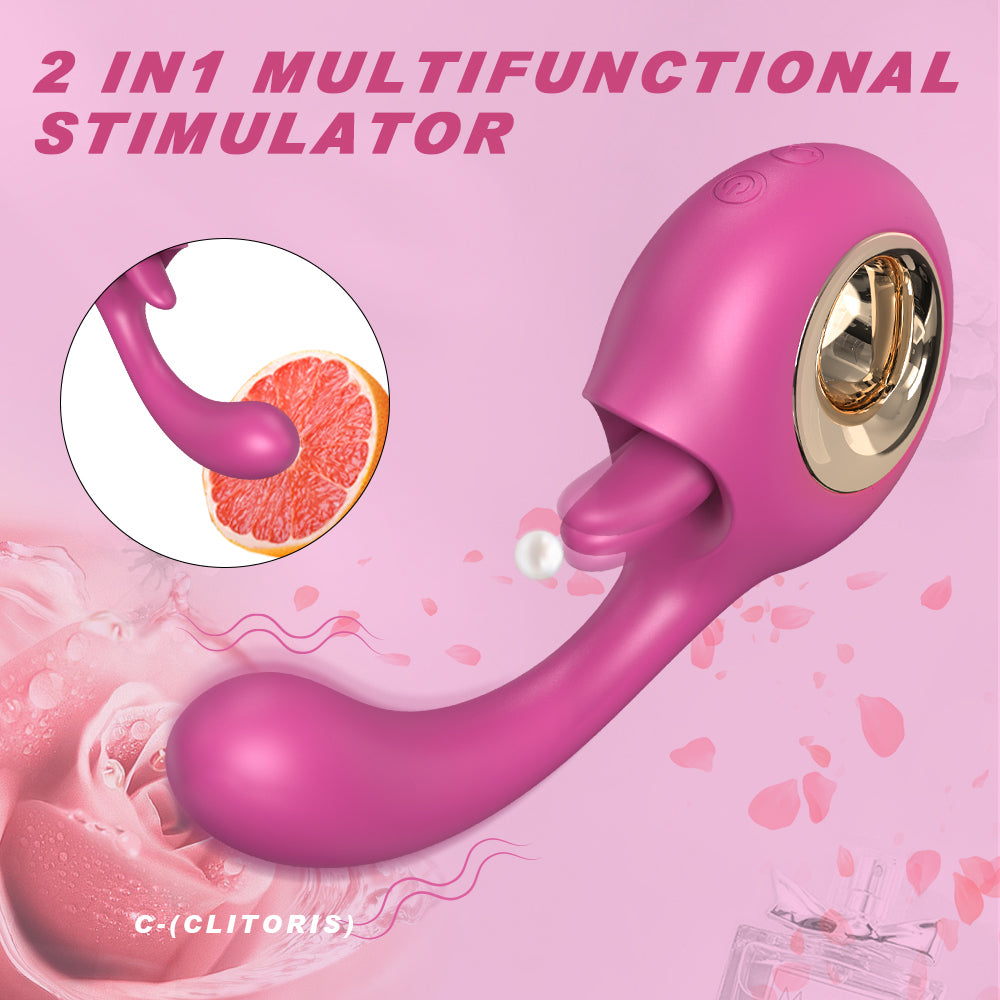 YoYoLemon G Spot Dildo Vibrator, 2 in 1 Clitoral Tongue Licking & Vibr YoYoLemon G Spot Dildo Vibrator, 2 in 1 Clitoral Tongue Licking & Vibr
