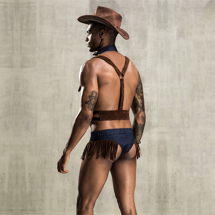 Men's Sexy Cowboy Suit Harness Vest Fringe Patchwork Design Costume Se YoYoLemon Men's Sexy Cowboy Suit Harness Vest Fringe Patchwork Design Costume Se YoYoLemon