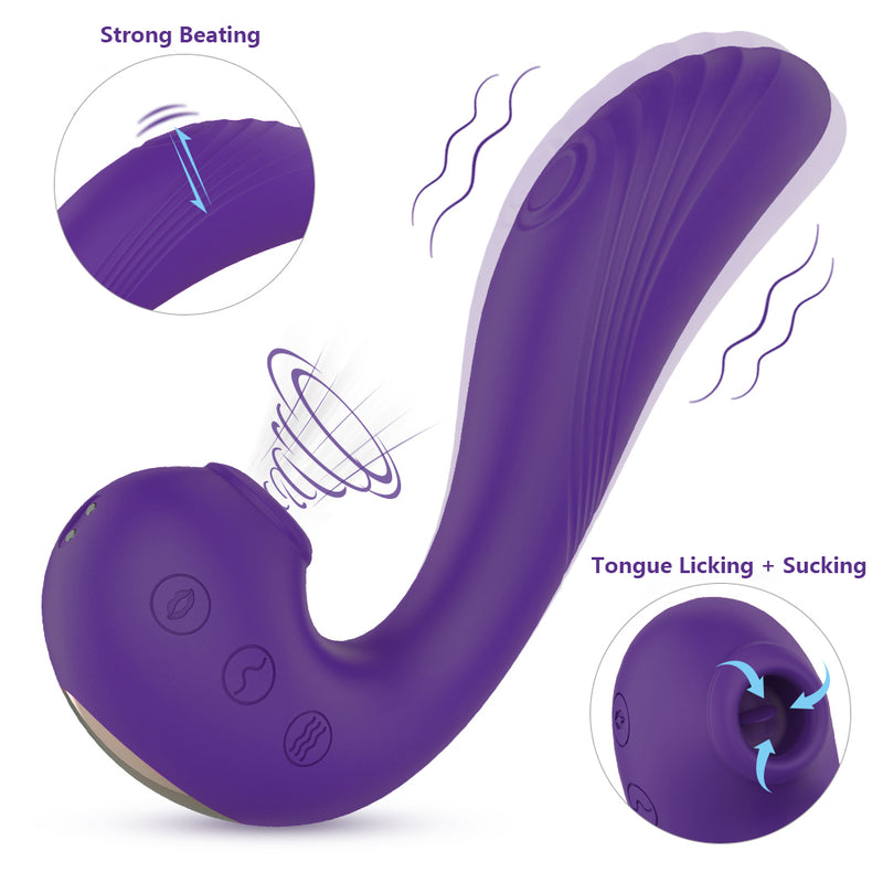YoYoLemon Clit Sucker Vibrator, Vibrating Dildo with G Spot Stimulation for Women, Adult Sex Toys, Purple 1
