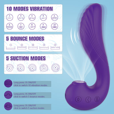 YoYoLemon Clit Sucker Vibrator, Vibrating Dildo with G Spot Stimulation for Women, Adult Sex Toys, Purple 2