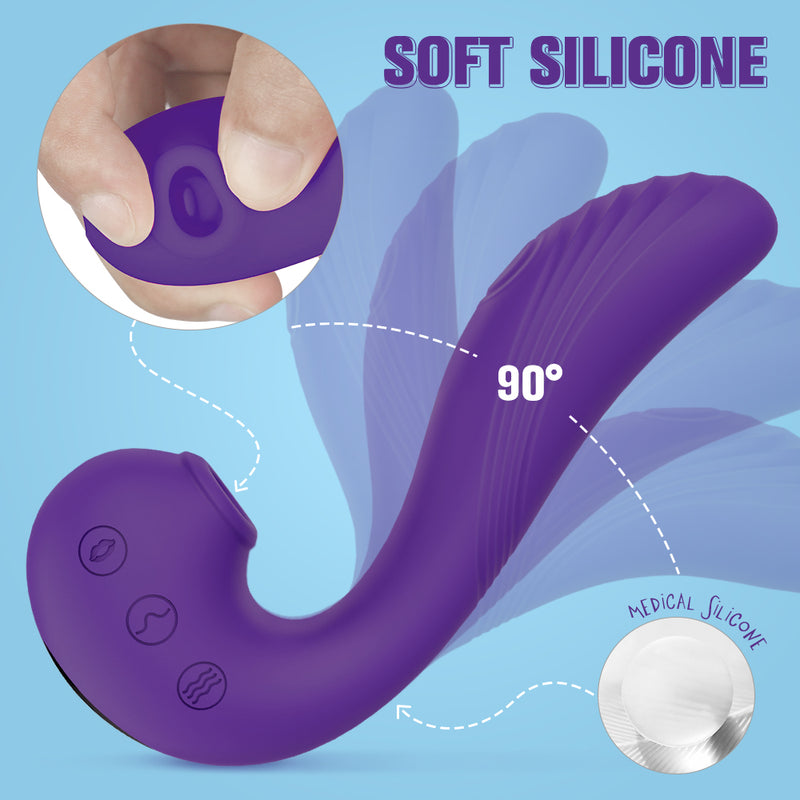 YoYoLemon Clit Sucker Vibrator, Vibrating Dildo with G Spot Stimulation for Women, Adult Sex Toys, Purple 3