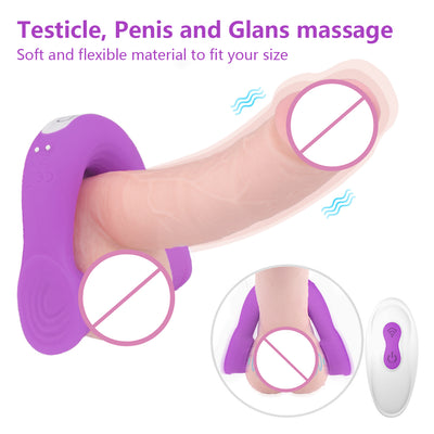 YoYoLemon Male Masturbator Vibrating Men Masturbation Glans and Penis Vibrator Vibe Cock Ring Adult Sex Toys, Purple 1