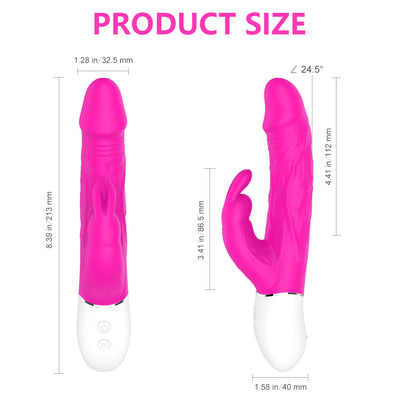 YoYoLemon Rabbit Vibrator Dildo for Vagina G Spot and Clitoral Adult Sex Toys for Women, Hot Pink 2
