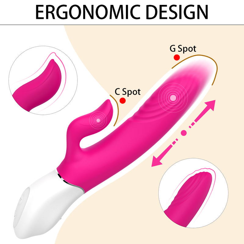 YoYoLemon Smart Heating Rabbit Vibrator for Women with 9 Thrusting for Vagina G Spot and Clitoral Adult Sex Toys, Intense Pink 1