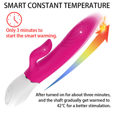 YoYoLemon Smart Heating Rabbit Vibrator for Women with 9 Thrusting for Vagina G Spot and Clitoral Adult Sex Toys, Intense Pink 2