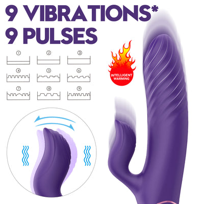 YoYoLemon Smart Heating Rabbit Vibrator for Women with 9 Thrusting for Vagina G Spot and Clitoral Adult Sex Toys, Purple 3