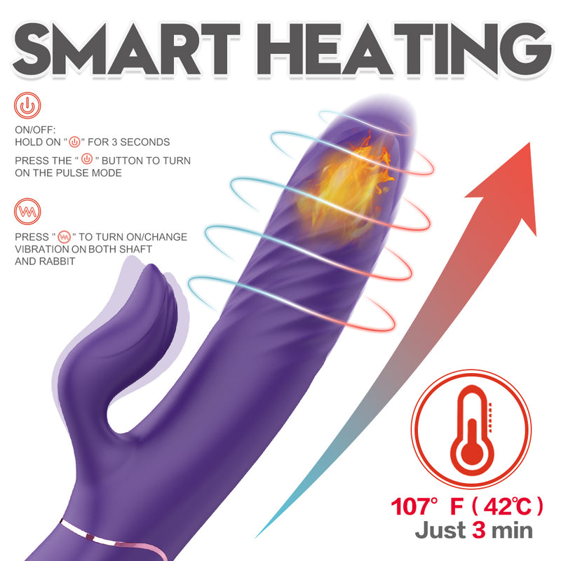 YoYoLemon Smart Heating Rabbit Vibrator for Women with 9 Thrusting for Vagina G Spot and Clitoral Adult Sex Toys, Purple 4