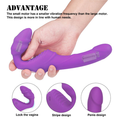 YoYoLemon Strapless Strap-On Dildo Vibrator for Lesbian Double-ended G-Spot and Clitoris Adult Sex Toys for Female Couples 1