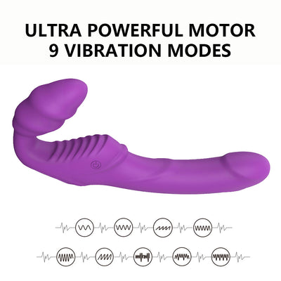 YoYoLemon Strapless Strap-On Dildo Vibrator for Lesbian Double-ended G-Spot and Clitoris Adult Sex Toys for Female Couples 2