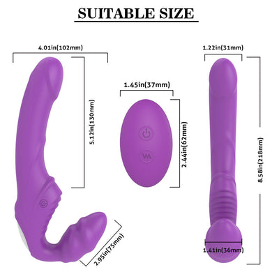 YoYoLemon Strapless Strap-On Dildo Vibrator for Lesbian Double-ended G-Spot and Clitoris Adult Sex Toys for Female Couples 4
