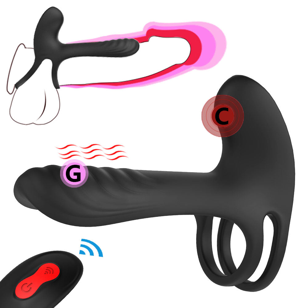 YoYoLemon Vibrating Penis Ring with Double Ring, Cock Ring with Dual V YoYoLemon Vibrating Penis Ring with Double Ring, Cock Ring with Dual V