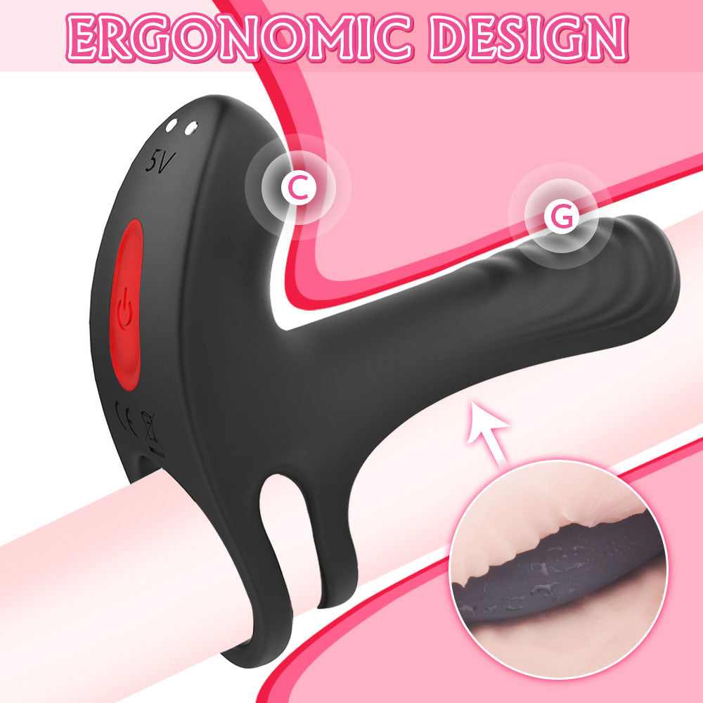 YoYoLemon Vibrating Penis Ring with Double Ring, Cock Ring with Dual V YoYoLemon Vibrating Penis Ring with Double Ring, Cock Ring with Dual V