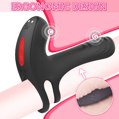 YoYoLemon Vibrating Penis Ring with Double Ring, Cock Ring with Dual Vibrator for G-Spot and Clitoris for Couples, Adult Sex Toys 2