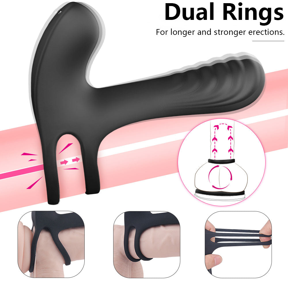 YoYoLemon Vibrating Penis Ring with Double Ring, Cock Ring with Dual V YoYoLemon Vibrating Penis Ring with Double Ring, Cock Ring with Dual V