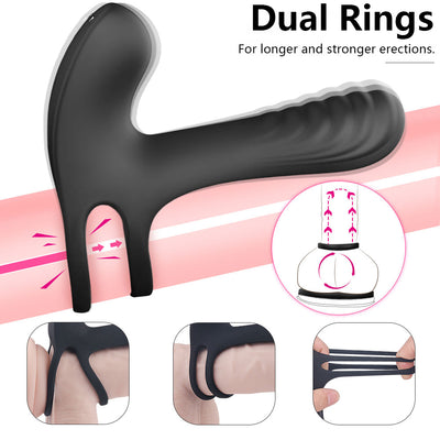 YoYoLemon Vibrating Penis Ring with Double Ring, Cock Ring with Dual Vibrator for G-Spot and Clitoris for Couples, Adult Sex Toys 3