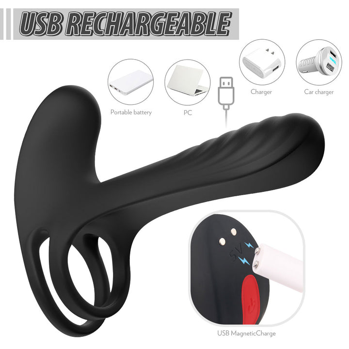 YoYoLemon Vibrating Penis Ring with Double Ring, Cock Ring with Dual V YoYoLemon Vibrating Penis Ring with Double Ring, Cock Ring with Dual V